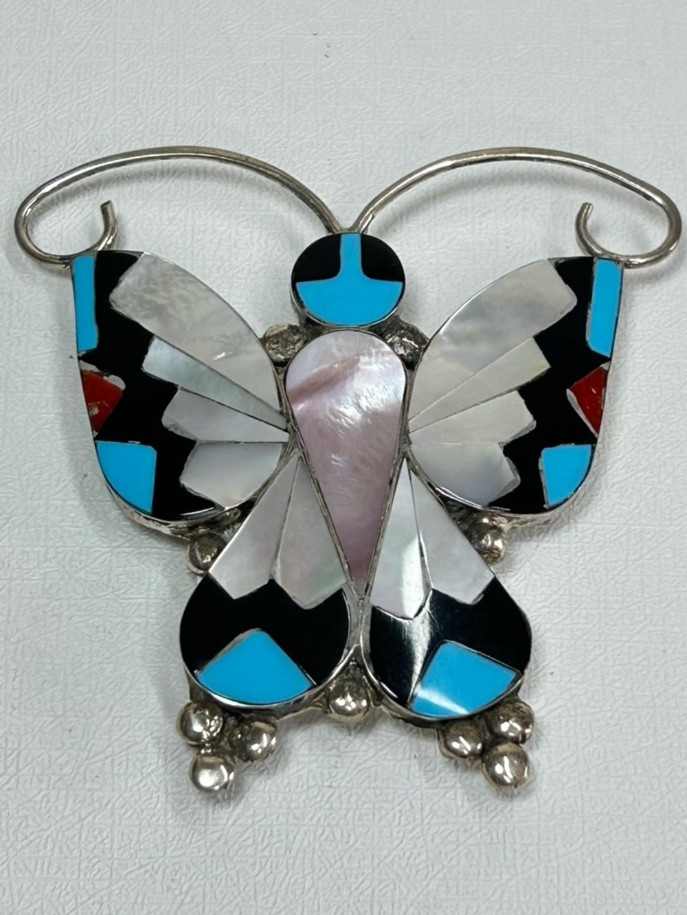 Zuni Inlay Aaron Dishta Signed Massive Butterfly Pendant Brooch NWT